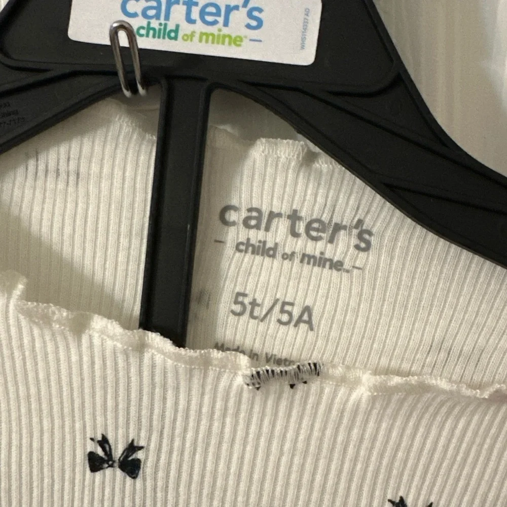 Carter’s Adorable Black Dress with White Long Sleeve Toddler Girl  Set 3 Pieces
